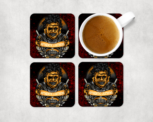 Set Of 4 Coasters With Leatherface – Absorbent Coaster with Non-Slip Backing