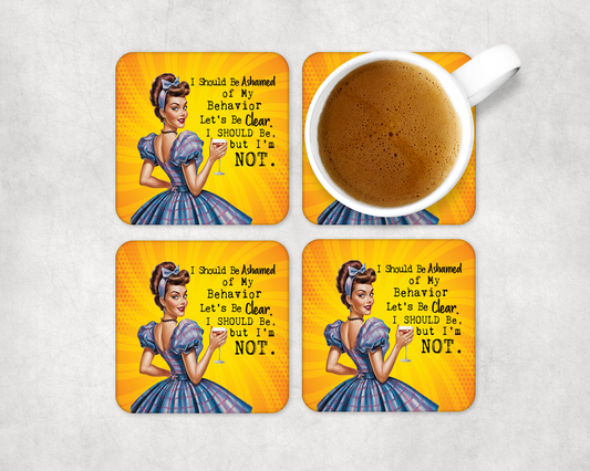 Set Of 4 Coasters Lets Be Clear – Absorbent Coaster with Non-Slip Backing