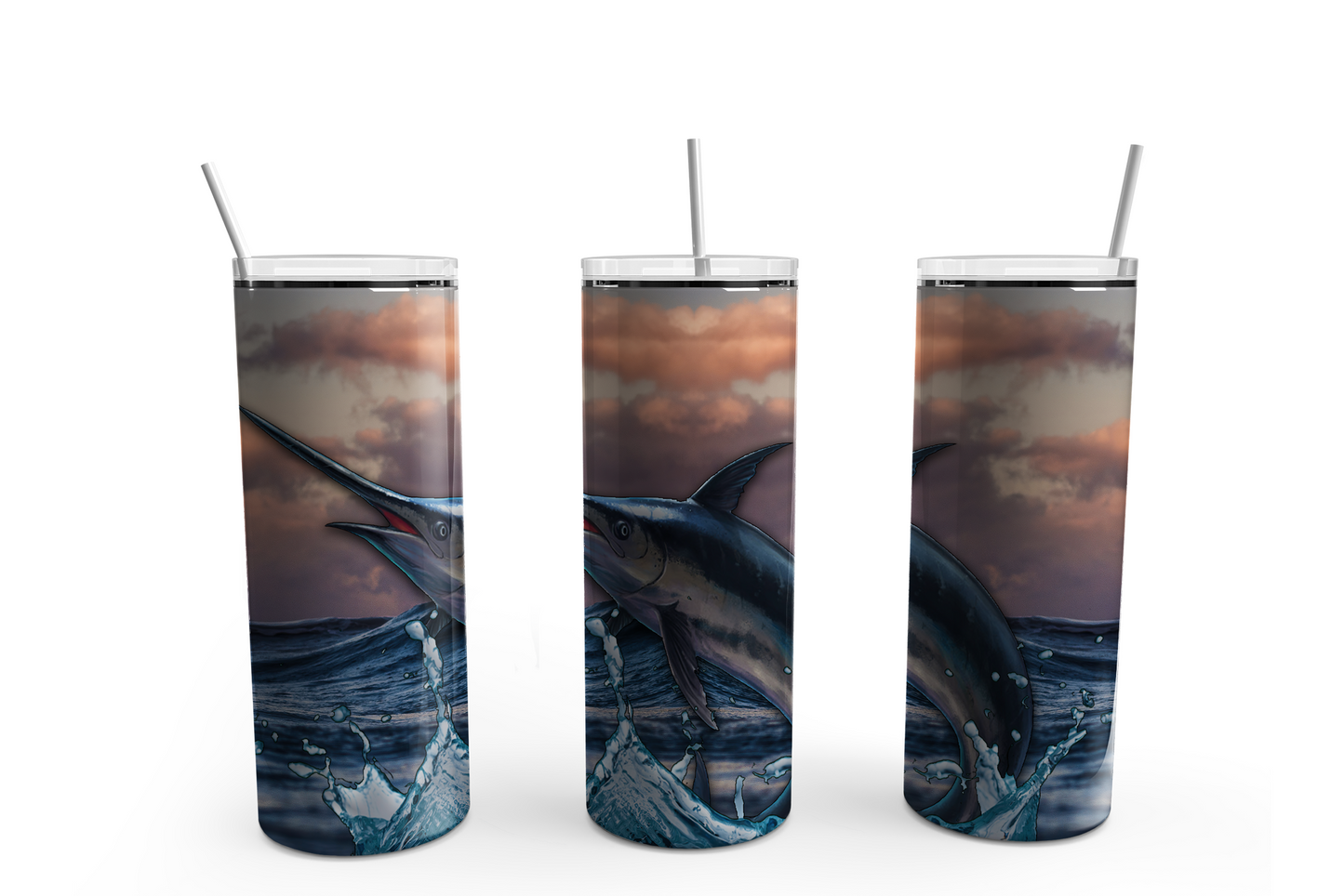 Marlin 20oz Skinny Tumbler – Insulated Stainless Steel with Straws & Brush