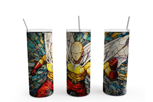 One Punch Man In Stain Glass 20oz Skinny Tumbler – Insulated Stainless Steel with Straws & Brush