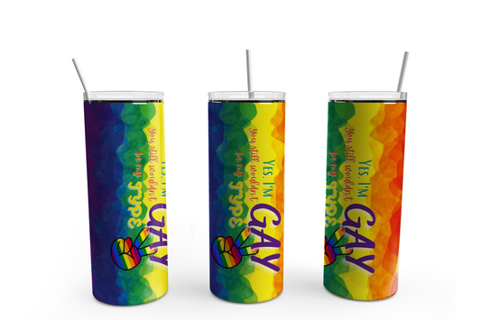 Pride 20oz Skinny Tumbler – Insulated Stainless Steel with Straws & Brush