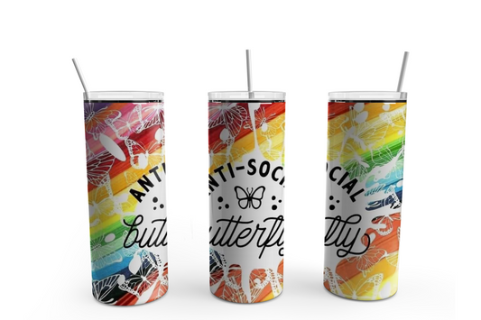 Pride 20oz Skinny Tumbler – Insulated Stainless Steel with Straws & Brush