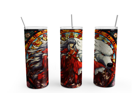 Anima Stain Glass 20oz Skinny Tumbler – Insulated Stainless Steel with Straws & Brush