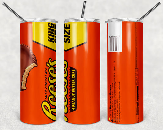 Reeses King 20oz Skinny Tumbler – Insulated Stainless Steel with Straws & Brush