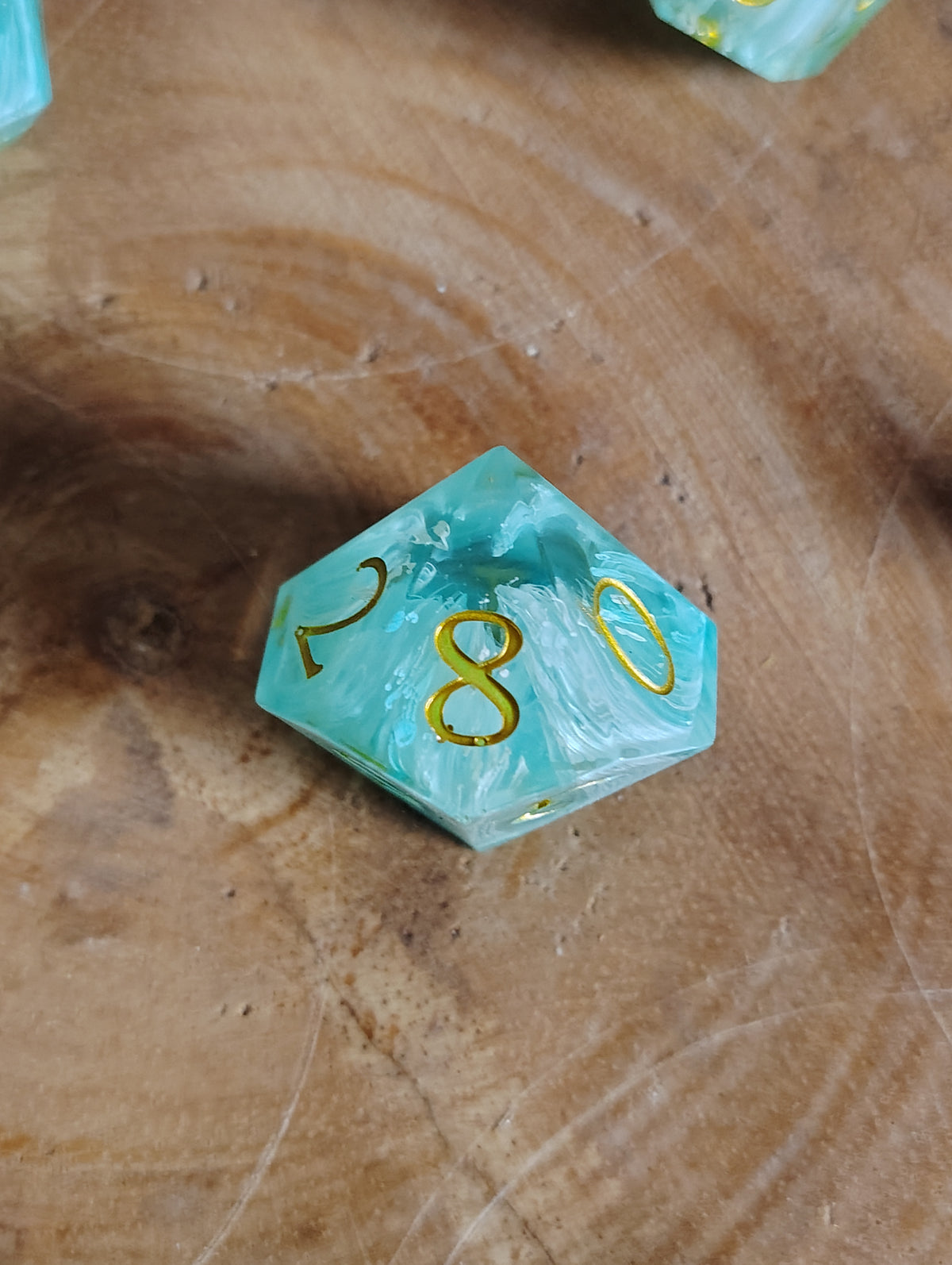 Teal & Gold Handmade Resin Dice Set