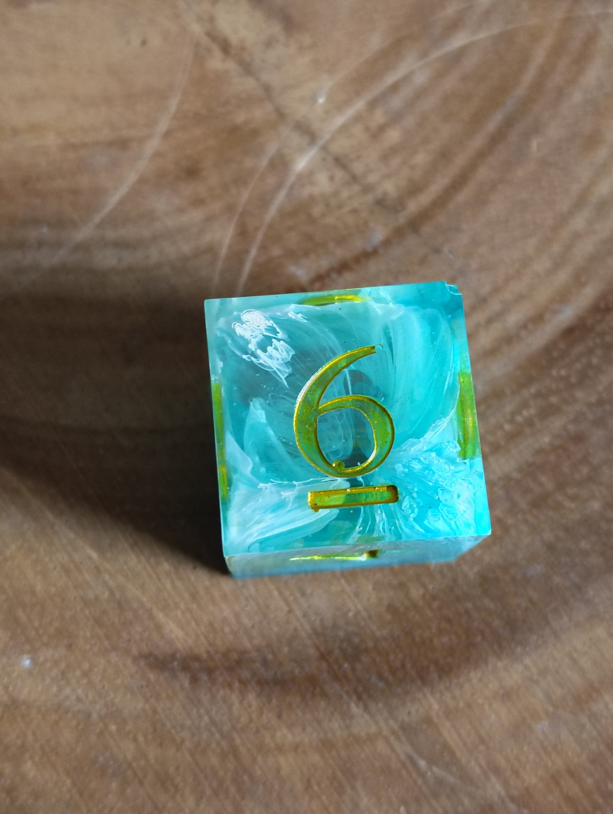 Teal & Gold Handmade Resin Dice Set