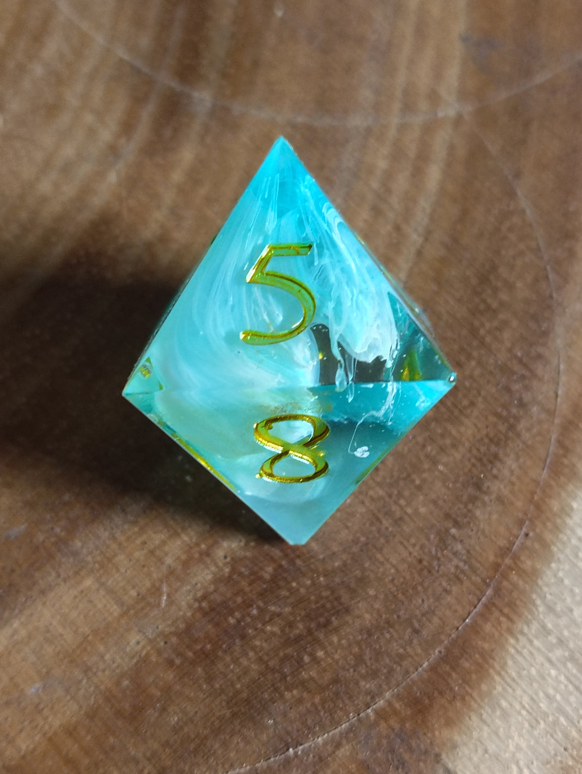 Teal & Gold Handmade Resin Dice Set