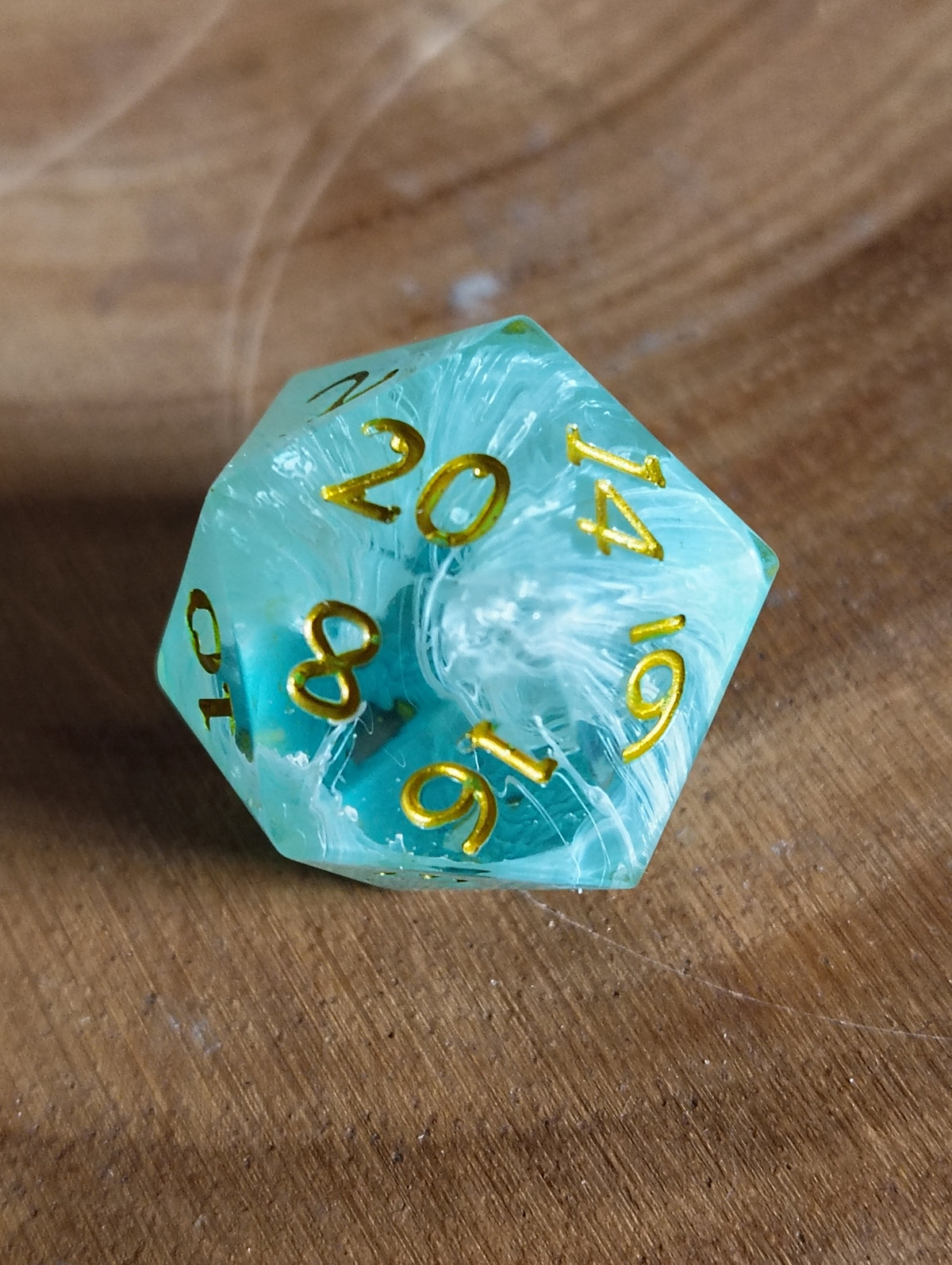 Teal & Gold Handmade Resin Dice Set