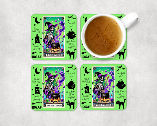 Set 4 Coasters Sh*T Stirrer – Absorbent Coaster with Non-Slip Backing