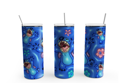 Roaring Stitch Inflated Style 20oz Skinny Tumbler – Insulated Stainless Steel with Straws & Brush