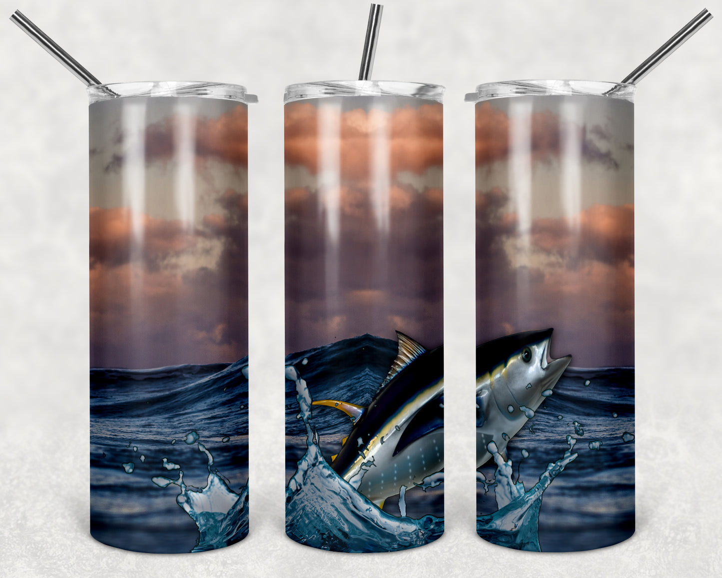 Tuna Sunset 20oz Skinny Tumbler – Insulated Stainless Steel with Straws & Brush