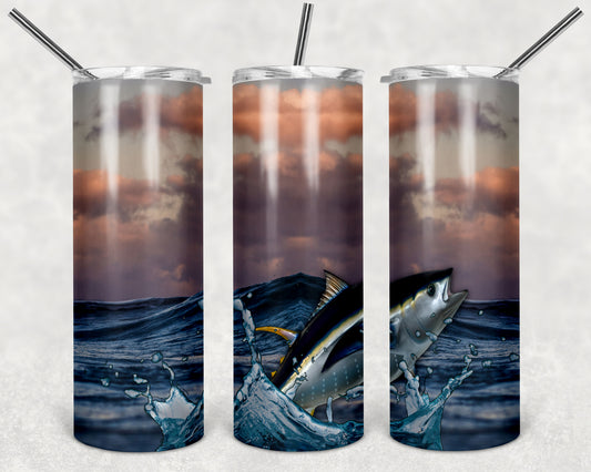 Tuna Sunset 20oz Skinny Tumbler – Insulated Stainless Steel with Straws & Brush