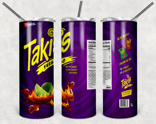 Takis Feugo 20oz Skinny Tumbler – Insulated Stainless Steel with Straws & Brush