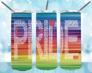 Pride 20oz Skinny Tumbler – Insulated Stainless Steel with Straws & Brush