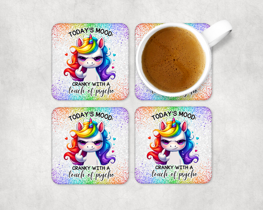 Set Of 4 Coasters Todays Mood – Absorbent Coaster with Non-Slip Backing