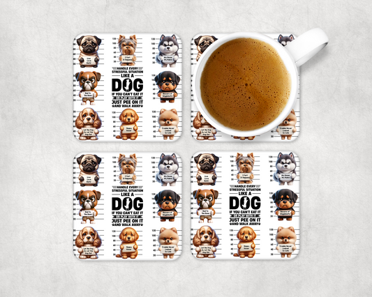 Set Of 4 Coasters Wanted Dogs – Absorbent Coaster with Non-Slip Backing