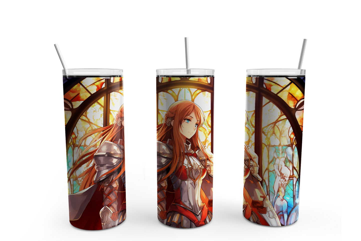 Anima Woman Stain Glass 20oz Skinny Tumbler – Insulated Stainless Steel with Straws & Brush